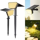 FIFlying Solarlampen, 2 Stück 2800K Solarstrahler für Außen, IP67 Wasserdicht LED Solarleuchte, Solar Gartenleuchte für Rasen, Hof, Wege, Garten, Außen, Beleuchtung der Garageneinfahrt - Warmweiß