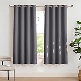 PONY DANCE Thermovorhang Kälteschutz 2er Set H 175 x B 140 cm Schlafzimmer Gardinen Blickdicht Grau Verdunklungsvorhänge mit Ösen Thermal Curtains Blackout Vorhang Wärmeisolierend