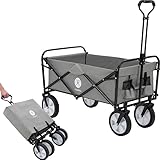 Miweba Faltbarer Bollerwagen MB-35 für Kinder | 120 Kg Traglast - Ziehstange - Klappbar - Handwagen faltbar - Transportwagen - Gartenwagen - Strandwagen - Faltwagen (Grau)