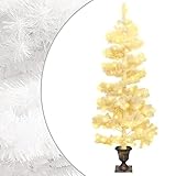 vidaXL Spiral Weihnachtsbaum mit Topf LEDs Christbaum Tannenbaum Dekobaum Kunstbaum Weihnachten Dekoration Weihnachtsdeko Weiß 120cm PVC