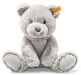 Steiff Bearzy Teddybär grau 28 cm, Stofftier Teddy, Kuscheltier Bär aus Plüsch, zum Kuscheln und Spielen für Babys & Kinder, Soft Cuddly Friends, Plüschtier für babysanfte Haut, waschmaschinenfest