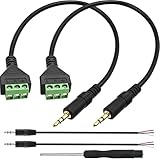 Xiatiaosann 3.5mm Klinkenstecker Audio Adapter Kabel, 3-pin Terminal Block Schrauben Stereo Stecker auf AV 3 Schraubklemmenblock Balun Anschlusskabel 30cm, 2 Stück