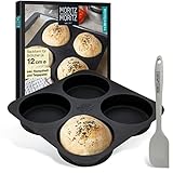 Moritz & Moritz Burger Buns Backform Silikon Rund 12cm Ø - Für Brot, Burger Buns und XXL Muffins – inkl. Teigschaber und Rezeptheft