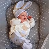 RXDOLL Realistische Reborn Baby Puppen Junge 17 in Neugeborenen Elijah Silikon , die echtes Leben Lebensechte Kleinkind mit blauen Augen