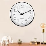 Diompirux 20cm Weiß Hohe Genauigkeit Wanduhr, Einfach zu Lesen, Wanduhr Ohne TickgeräUsche Lautlos Analog Modern, Rund DekorativeWanduhr, Quartz Lautlos wanduhren, für Schule, Büro, Wohnzimmer, Küche