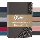 Soifox Spannbettlaken 180x200cm Winter - Anthrazit Jersy Thermo Fleece Bettlaken 200x200 wie Biber, Kuschelig Flauschig Cashmere Touch Bettlaken für Boxspringbett Topper Matratze mit Gummizug