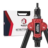 RAM TOOLS® Nietmutternzange, Nietzange Set inkl. 70 Nietmuttern, MIT Bohrloch/-größentabelle, Dorne in M3 M4 M5 M6 M8 M10 M12, Profi Blindnietmutternzange