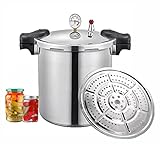 GHKWXUE 25 Quart Schnellkochtopf & Induktionskompatibel gebaut Pressure cooker - in Luxus-Digitalmanometer Mit 1 Dampfgareinsatz & Druckentlastung 13 PSI (+/- 5%) druckkochtopf | Lieferung aus DE