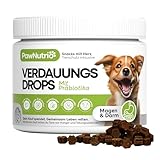 PawNutrio Verdauungsdrops für Hunde - Verdauungssnacks mit Präbiotika - Hund Darmflora aufbauen (300 g (1 x Dose))