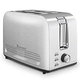 Runnatal Toaster–2 Toastschlitze, Edelstahl Toaster, Toaster 2 scheiben, 7 Stufen, Auftaufunktion, Aufwärmfunktion, Liftfunktion, Abschaltautomatik, Extra Breite Toastschlitze, Silber