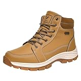 Winterstiefel Damen Schneestiefel Wasserdicht Warm Gefütterte Rutschfest Wanderschuhe Trekkingschuhe Stiefeletten Schnürboots Boots Winter Flach Fellstiefel KäLtebestäNdige Leicht(Gelb,47)