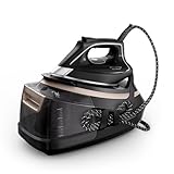 Rowenta Eco Steam Pro Dampfbügelstation, 2800 Watt, 8 bar Dampfdruck, 580 g/Min. Dampfstoß, 150 g/Min. kontinuierliche Dampfabgabe, Eco-Modus, 5 Einstellungen, 1,3l Wassertank, schwarz/beige, DG9640F0