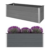 vidaXL Garten Hochbeet Pflanzkasten Blumenkasten Gemüsebeet Pflanzkübel Blumenkübel Frühbeet Gartenbeet Pflanzbeet WPC 150x50x54cm Grau