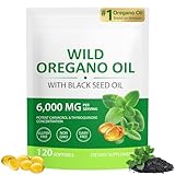 Oregano öl, Oreganoöl 120 Softgels, 2-in-1 6000 mg Oreganoöl mit Schwarzsamenöl 200 mg, vegan & gentechnikfrei - Pflanzliches Ergänzungsmittel Oregano