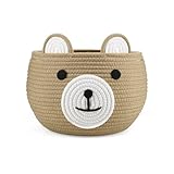PandaEar Babykorb aus Baumwollseil, Kinderzimmer-Organizer mit niedlichem Bären-Design zur Aufbewahrung von Säuglings- und Neugeborenen-Essentials