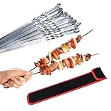 Profi BBQ Edelstahl Grillspieße, Extra Breit: 1 cm und Extra Stark 2 mm Dicke (10 St, 50cm) Fleischspieße, Schaschlikspieße Mangal Schampura Spieße Skewers Schaschlik Kebap Spiesse Grillspiesse