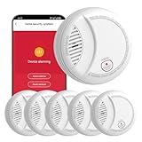 Rauchmelder mit Fernerinnerung per APP, der Rauchmelder kann über eine austauschbare Batterie betrieben Werden，6 Stück