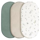 3er-Pack Bettlaken Spannbettlaken,Matratzenschoner für Laufgitter,100% Musselin-Baumwolle,Weiche und Premium-Qualität universelle Spannbettlaken für Kinderwagen. Geschenk zur Geburt(Florid)