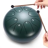 Zungentrommel 6 Zoll,Regentrommel für den Garten,Handpan Instrument Stahlzungentrommel,6'' 8 Noten musikinstrumente für Klangheilung Meditation Yoga