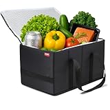 achilles Kühlkorb, Einkaufstasche mit Kühlfunktion, Tasche mit Kühleinsatz, Faltbare Kühlbox, Kühl-Klappbox, Thermo-Einkaufskorb, 37 cm x 23 cm x 21 cm (Schwarz)