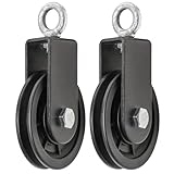 2PCS 90mm Seilrolle mit U Haltebügel, Block Umlenkrollen für Seile,360° Kabel Pulley für Schaukelzubehör, Wäscheleine, Latzug, Latzugstange, Seilzug Fitness