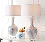 SAFAVIEH Modern Ceramic Table Lamps - Set of 2, in White and Grey