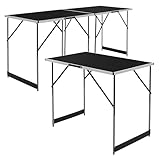 ECD Germany 3-teilig Tapeziertisch klappbar 100x60 cm, Schwarz, Alu Multifunktionstisch, höhenverstellbarer Mehrzwecktisch, Arbeitstisch bis 30 kg belastbar, Flohmarkttisch Campingtisch, mit Verbinder