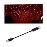 CGEAMDY Auto Dach Stern Nachtlicht, Tragbare USB Auto Dach LED Lichter, Romantische Galaxie Atmosphäre Lichter, Sound aktiviert und automatisch rotierend, Stern-Projektor, Plug and Play (Rot)