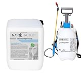 Nanoprotect Steinimprägnierung inkl. Drucksprüher | Vorbeugend gegen Grünbelag und Schmutz | Ideal für Pflastersteine, Beton und Naturstein | 10 L für ca. 80 – 120 m²