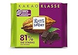 Ritter Sport Die Starke 81 % aus Ghana 100 g, pure Edel-Bitterschokolade aus hochwertigem Kakao, dunkle Tafel Schokolade mit kräftigem Kakaogeschmack