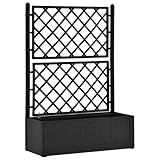 vidaXL Garten Hochbeet mit Spalier Selbstbewässerungssystem Rattan-Design Gartenspalier Blumenkübel Pflanzkasten Rankgitter Rankhilfe Anthrazit