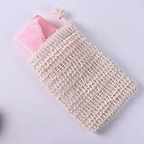 2 Stück Seifensäckchen aus natürlicher Sisalfaser mit Kordelzug, Bio Massage Beutel für feste Seifen, langlebig und hautfreundlich