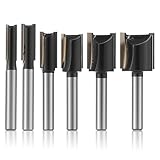 6-tlg Gerade Fräser Set 1/4' Schaft Wolframcarbid Nutfräser für Holzbearbeitung 6-19mm Schnittbreite Doppelflutige Oberfräser Bits – Präzise Schlitze Doppelflöten Nutfräser Router Bits gerade