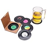 ZHEZHE 6 Retro Vinyl LP Schallplatten Stil Untersetzer Tasse Matte rutschfeste Isolierte Kaffee Getränke Matte