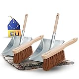 Novaliv 2X Kehrschaufel Set verzinkt Kokosborsten Kehrblech und Handfeger Set Kehrset Kehrgarnitur Dustpan and Brush Handfeger Kokos Kehrwisch Kaminzubehör Kaminbesen Kehrschaufel