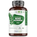 Bio Moringa - 1650mg Moringa Oleifera Pulver - 180 vegane Kapseln für 2 Monate - Zertifiziertes Superfood - 3 Kapseln Täglich - Geprüfte Zutaten, Ohne Zusätze & Gentechnik - WeightWorld