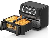 Heißluftfritteuse 2 Kammern | 12L Airfryer Doppelkammer Einkammer Verstellbar, 2600W 8 in 1 Heissluftfritteuse Doppelkammer Temperatur Separat Regeln Touchscreen, Doppel Air Fryer XXL Mit Sichtfenster