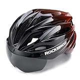 ROCKBROS Fahrradhelm Erwachsene mit Visier Magnetische Abnehmbarer, MTB Helm Atmungsaktiv Radhelm Rennradhelm Einstellbare für Damen und Herren, 58-62cm