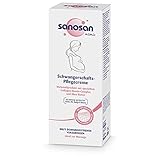 sanosan Schwangerschaftscreme klinisch getestet - Beugt Dehnungsstreifen & Schwangerschaftsstreifen vor - Schwangerschafts Pflegecreme ohne Paraffinöl, Farbstoffe, Silikone & Parabene (1x 200 ml)