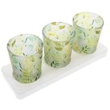 MAGICLULU 3 Stck. Candlestick Dekoration Kerzenhalter Tisch Leben Dekorativ Teelicht Streichhölzer Für Kerzen Candlesticks Kerzenorganisator Votivkerze Grün Glas