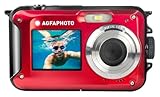 AgfaPhoto Photo Realishot WP8000 - wasserdichte Digitalkamera (24 MP, Full HD-Video, Dual-LCD-Bildschirm, 16-facher Digitalzoom, Digitaler Stabilisator, Lithium-Batterie) Rot