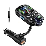 Bluetooth 5.3 FM Transmitter für Auto, SOARUN Bluetooth Adapter Auto QC3.0 & PD3.0 30W Dual USB Ladegerät, Kfz Radio Auto Freisprechanlage mit Höhen und Bass, Unterstützung U Disk/TF Karte/AUX