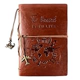 GEBETTER A5 Kunstleder Notizbuch To travel is to live 160 Seiten Blanko nachfüllbar Reise Tagebuch Vintage Journal Reisenotizbuch Geschenke Ringbuch zum Selberschreiben Reisetagebuch