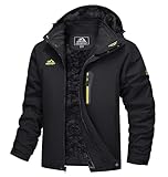 TACVASEN Herren Wasserdicht Winter Skijacke Warme Snowboardjacke Outdoorjacke Gefüttert Winterjacke (L, Schwarz)