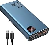 Baseus Power Bank, 20000mAh Power Bank Schnellladefunktion USB C Input & Output, 65W Externer Handyakkus PD 3.0 QC 4.0 Powerbank Klein Aber Stark für iPhone 15 14 13 12 Pro Samsung Galaxy S23 etc