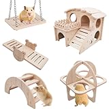 PHIEZC 5er-Pack Hamsterkäfig aus Holz, Hamsterspielzeug, Meerschweinchenspielzeug, Hamsterverstecke, Trainingsspielzeug für Hamster, Zwerghamster, Kleintierspielzeug