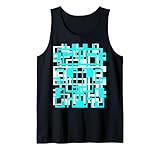 Geometrische Formen Muster Blau-Aqua Weiß Ausschnitt Tank Top