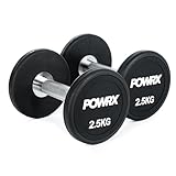 POWRX Professionell Rundhantel 2er Set inkl. Workout I Gummi Kurzhantel Beschichtung GERUCHSNEUTRAL 5-30 kg I Verchromt und gerändelt I Studioqualität (2,5)