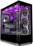 KEDIERS PC Gehäuse Vorinstallierter 4 × 120MM Schwarz Lüfter, ATX Mid Tower PC Gehäuse, Computergehäuse mit Panoramaaussicht Gehärtetes Glas Front Panel,Schwarz，P4
