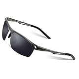 DUCO Sonnenbrille für Herren Retro Polarisierte Sonnenbrille Ultraleichte Sportbrille Al-Mg Metallrahmen Fahrerbrille 8550 (Gunmetal/Grau)